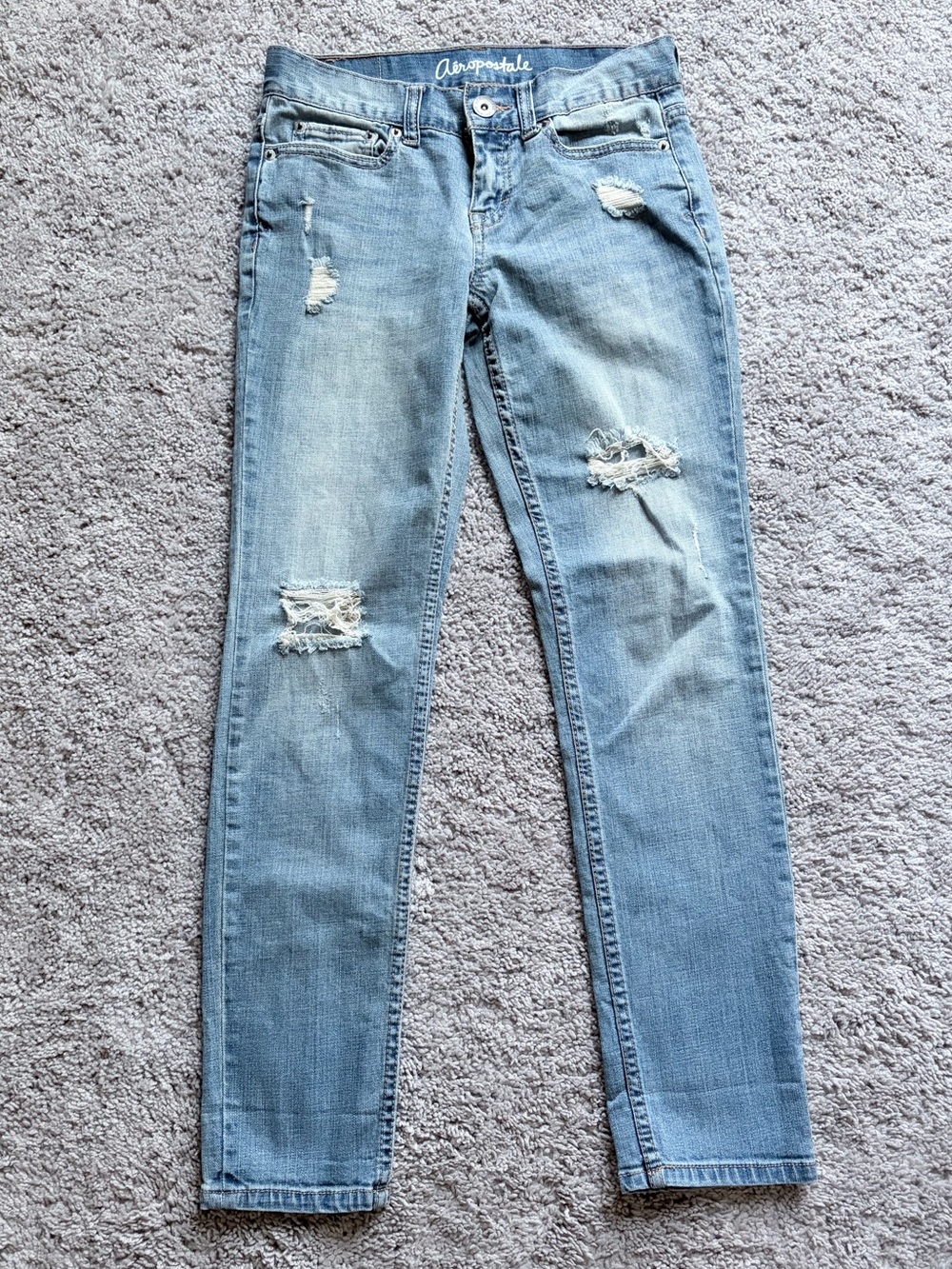 Light Wash Distressed Boyfriend Jeans